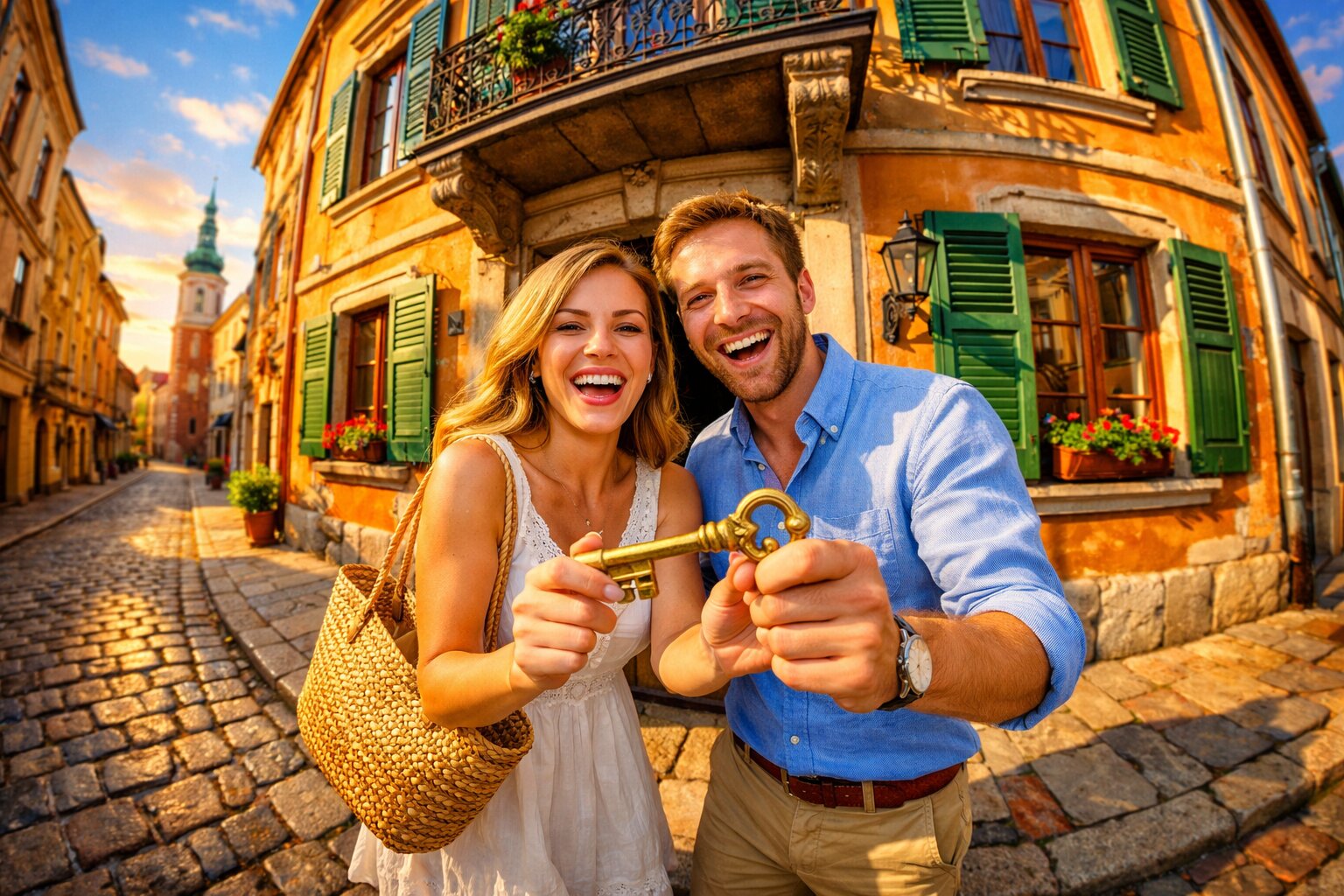 Para z kluczem do mieszkania na wynajem - Kraków